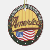 Amerikanische Logo-Reiseplakat Keramikornament (Links)