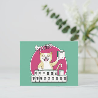 Amerikanische Mahjong-Katze Tsumo Selbstzugewinn Postkarte