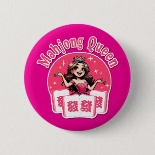 Amerikanische Mahjong-Königin Rosa Krone Mini-Kuns Button