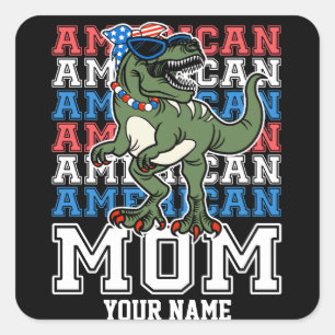 Amerikanische Mama 4. Juli Patriotische Personalis Quadratischer Aufkleber