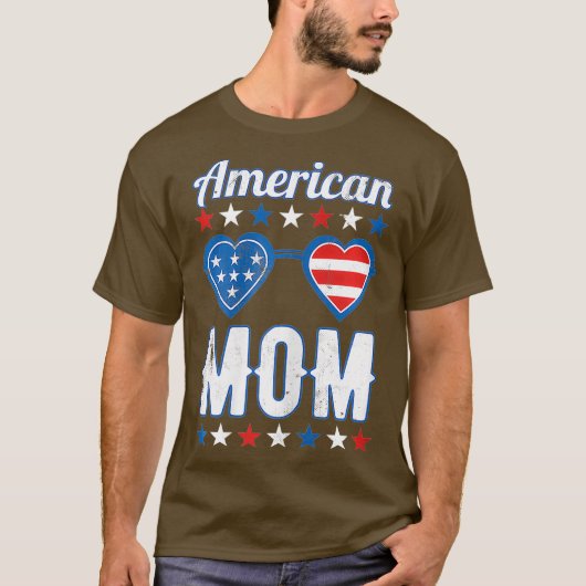 Amerikanische Mama am 4. Juli T-Shirt (Vorderseite)
