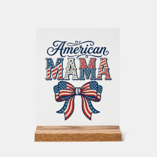 Amerikanische Mama Patriotischer Bogen Vintage 4. Acrylschild