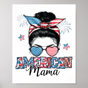 Amerikanische Mama Unordentlicher Knoten Patriotis Poster