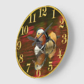 Amerikanische Mandarinenente in Wasser Golduhr Große Wanduhr (Winkel)