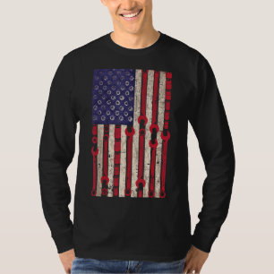 Amerikanische Mechanikflagge 4. Juli Patriotische  T-Shirt