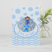 Amerikanische Meerjungfrau-Muschel Es ist ein Mädc Einladung (Stehend Vorderseite)