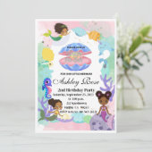 Amerikanische Meerjungfrau zum Geburtstag Einladun Einladung (Stehend Vorderseite)