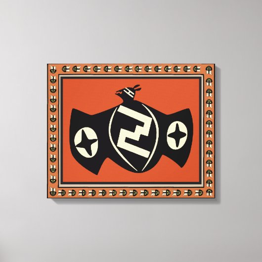 Amerikanische Mimbres Bat Bird Wrapped Canvas Leinwanddruck (Vorderseite)