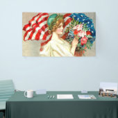 Amerikanische mit Blumenflagge, Vintage Art Banner (Messeveranstaltung)