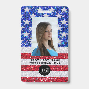 Amerikanische Mitarbeiternamenschilder ID-Ausweise Ausweis