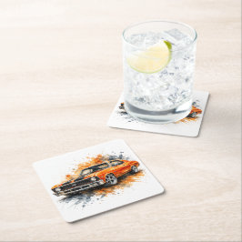 Amerikanische Muscle Cars Retro Hot Rod Papier Unt Rechteckiger Pappuntersetzer