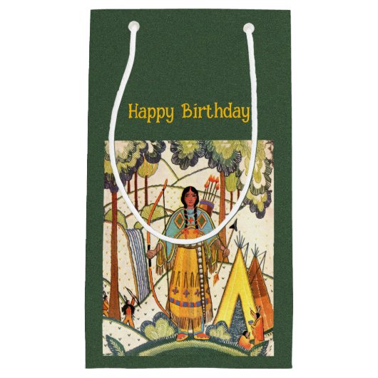 Amerikanische Muttersprache in besticktem Holz Kleine Geschenktüte (Vorderseite)