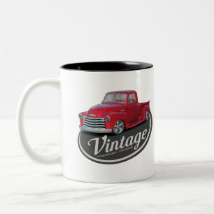 Amerikanische Oldtimer-LKWs Zweifarbige Tasse