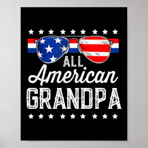 Amerikanische Opa 4. Juli USA Sungles Mens Geschen Poster