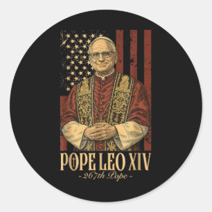Amerikanische Papst Leo Xiv 267. Fahne Katholische Runder Aufkleber