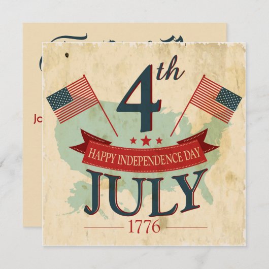 Amerikanische Party Einladungen vom 4. Juli (Vorne/Hinten)