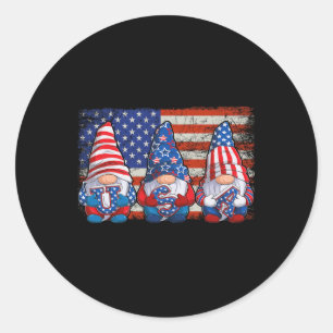 Amerikanische patriotische Gnome USA Unabhängigkei Runder Aufkleber