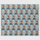 Amerikanische Patriotische Gummifaust in Pool Geschenkpapier (Flach)