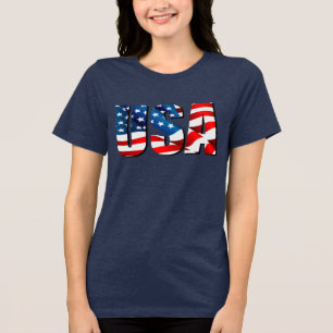 Amerikanische patriotische rote blaue Flagge Tri-Blend Shirt