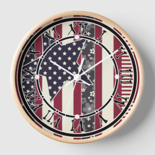Amerikanische patriotische traditionelle Flaggenfa Uhr