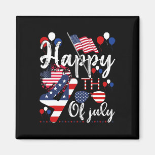 Amerikanische Patriotische US-Flagge Alien Happy 4 Magnet