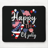Amerikanische Patriotische US-Flagge Alien Happy 4 Mousepad (Vorne)