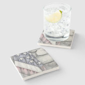 Amerikanische Patriotische US-Flagge an der Mauer Steinuntersetzer (Seitenansicht)