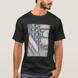 Amerikanische Patriotische US-Flagge an der Mauer T-Shirt