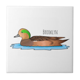 amerikanische Pfeifente Vogel Cartoon-Illustration Fliese