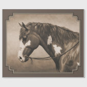 Amerikanische Pinto-Kriegspferde in Sepia Geschenkpapier (Flach)
