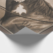 Amerikanische Pinto-Kriegspferde in Sepia Geschenkpapier (Ecke)