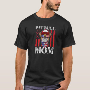 Amerikanische Pitbull-Mutter USA-Flagge T-Shirt