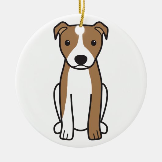 Amerikanische Pitbull Terrier (natürliche Ohren) Keramikornament (Vorne)