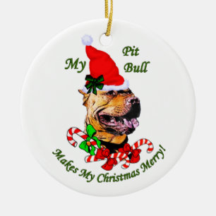 Amerikanische Pitbull-Terrier-Weihnachtsverzierung Keramik Ornament