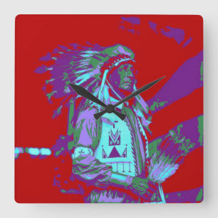 Amerikanische Pop Art Quadratische Wanduhr