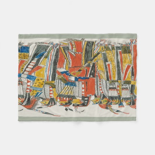Amerikanische Pow Wow Tänzer Fleecedecke (Vorderseite (Horizontal))