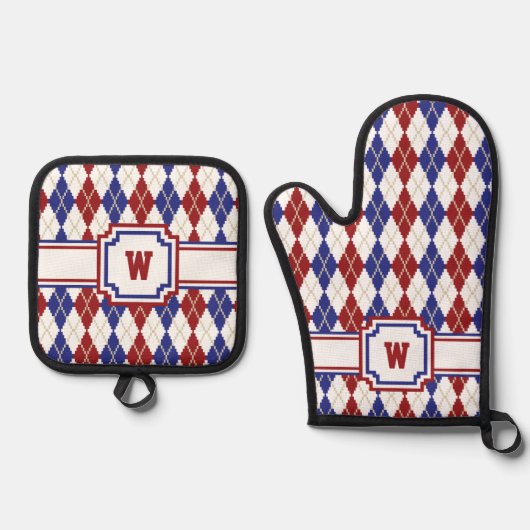 Amerikanische Raute Ofenhandschuh & Topflappen-Set (Vorderseite)