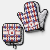 Amerikanische Raute Ofenhandschuh & Topflappen-Set (Vorderseite/Rückseite)