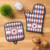 Amerikanische Raute Ofenhandschuh & Topflappen-Set (Oben Unten)