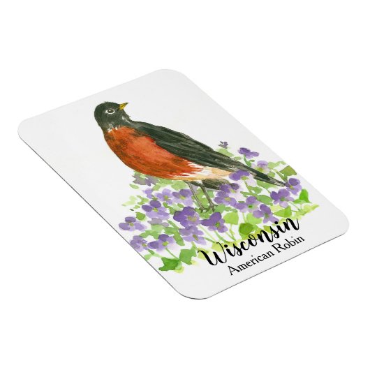 Amerikanische Robin Bird Wood Violets Personalisie Magnet (Rechte Seite)