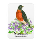 Amerikanische Robin Bird Wood Violets Personalisie Magnet (Vertikal)