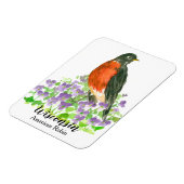 Amerikanische Robin Bird Wood Violets Personalisie Magnet (Linke Seite)
