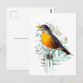Amerikanische Robin Garden Bird Nature Art Postkarte (Vorne/Hinten)
