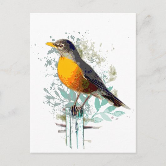 Amerikanische Robin Garden Bird Nature Art Postkarte (Vorderseite)