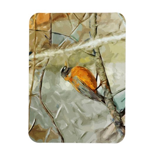 Amerikanische Robin Jagd auf Abstrakten Impression Magnet (Vertikal)