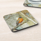 Amerikanische Robin Jagd auf Abstrakten Impression Untersetzer (Linke Seite)