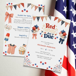 Amerikanische Rot-Weiß-Und-Schwanger-Baby-Party Einladung