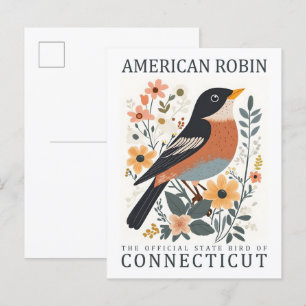 Amerikanische Rotdrossel Vogel von Connecticut USA Postkarte