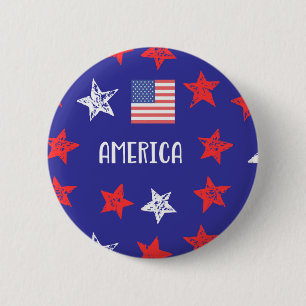 Amerikanische Rote Blaue Sterne mit Flagge Button