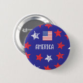 Amerikanische Rote Blaue Sterne mit Flagge Button (Vorne & Hinten)